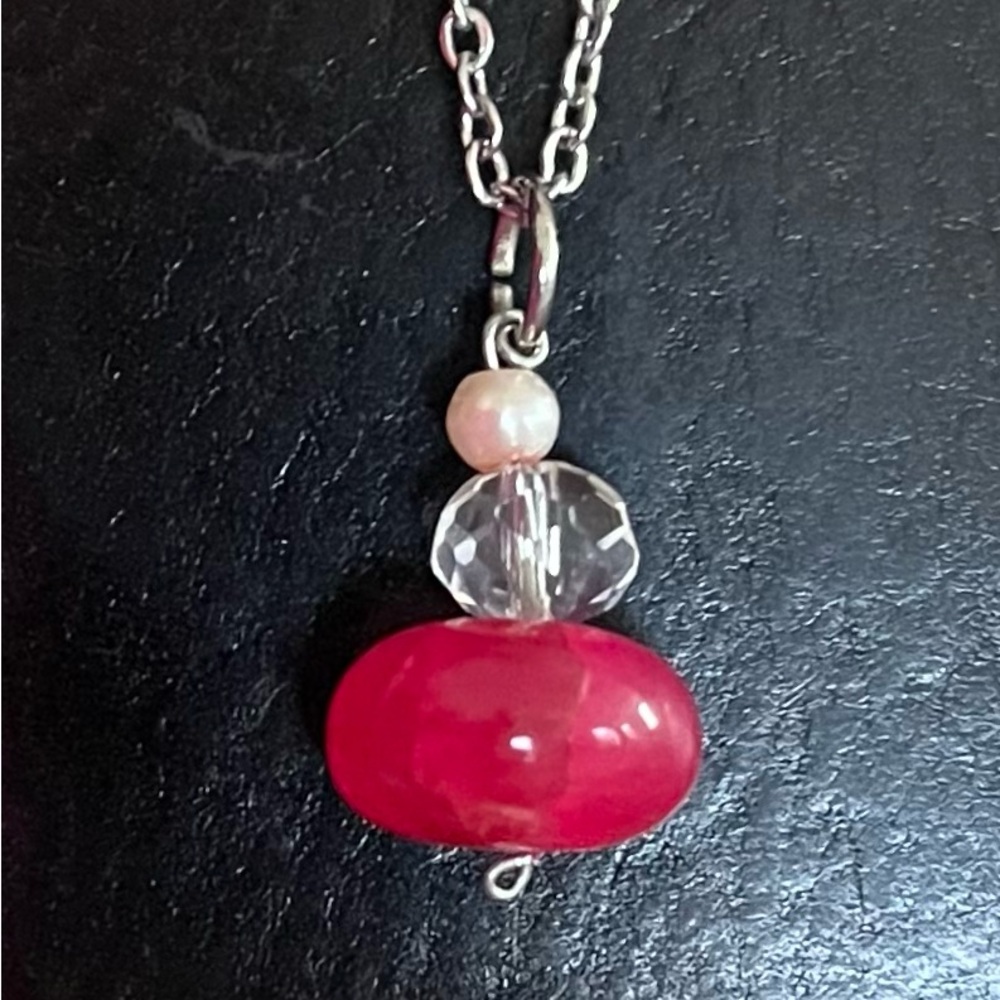 Gorgeous Natural Ruby Bead Pendant Necklace!